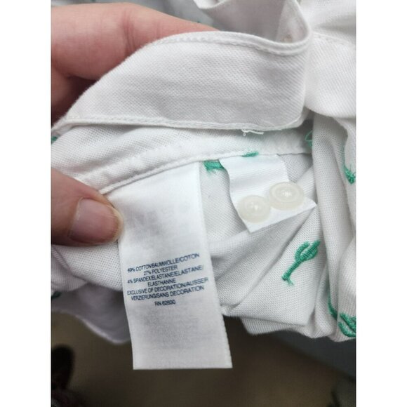 Lands End Womens Button-Down Shirt 2X White With Green Cactus Embroidery Cotton - Picture 5 of 7